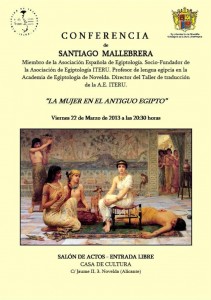 Ayuntamiento de Novelda 22-03-2013-CONFERENCIA-ITERU-JPEG1-211x300 Conferencia “ La mujer en el antiguo Egipto”, por Santiago Mallebrera, en la Casa de Cultura. 