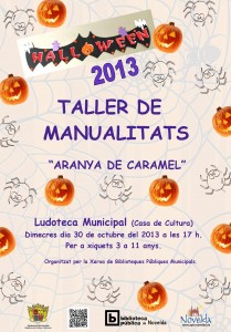 Ayuntamiento de Novelda 2013-10-30-TALLER-DE-MANUALIDADES-JPEG-209x300 Taller  de Halloween “ Araña de caramelo”, en la Ludoteca PúblicaMunicipal  (Casa  de  Cultura). 