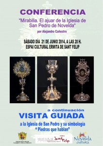 Ayuntamiento de Novelda 2014-06-21-CARTEL-CONFERENCIA-EL-AJUAR-DE-LA-IGLESIA-DE-SAN-PEDRO-212x300 Conferencia, en el Espai Cultural Ermita de Sant Felip. A continuación, visita guiada a la Iglesia de San Pedro. 