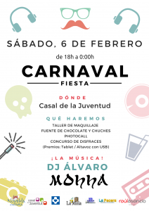 Ayuntamiento de Novelda 2016-02-06-CARTEL-CARNAVAL-JUVENL-2016-212x300 Fiesta de Carnaval juvenil, en el patio del Casal de la Joventut. 