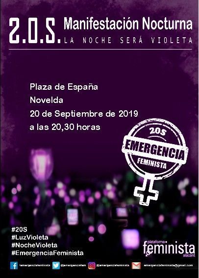 Ayuntamiento de Novelda cartel-noche-violeta Manifestación Nocturna La Noche será Violeta 