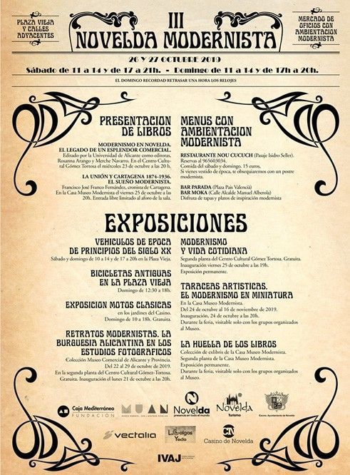 Ayuntamiento de Novelda Cartel-web-1 Exposiciones y presentaciones de libros en la tercera edición de Novelda Modernista 