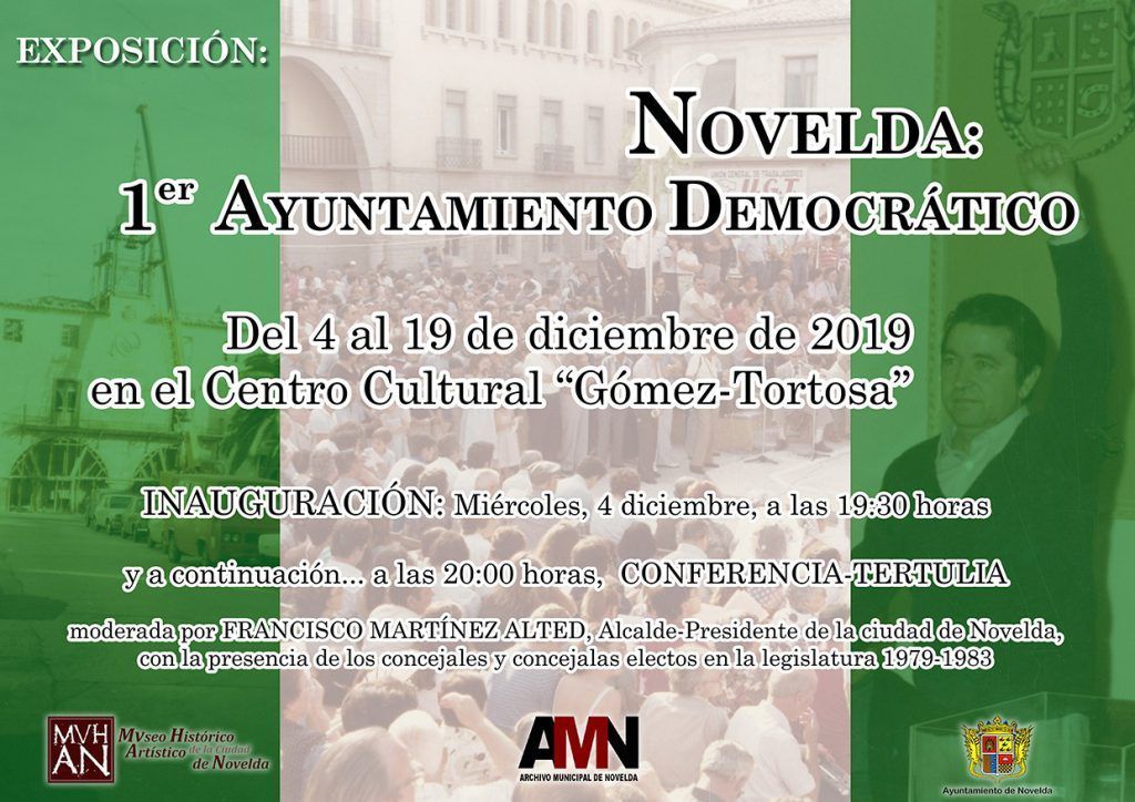 Ayuntamiento de Novelda Cartel-Expo-Novelda-Democr-BR-1024x724 El Centro Cultural Gómez-Tortosa acoge la exposición "Novelda: primer Ayuntamiento democrático" 