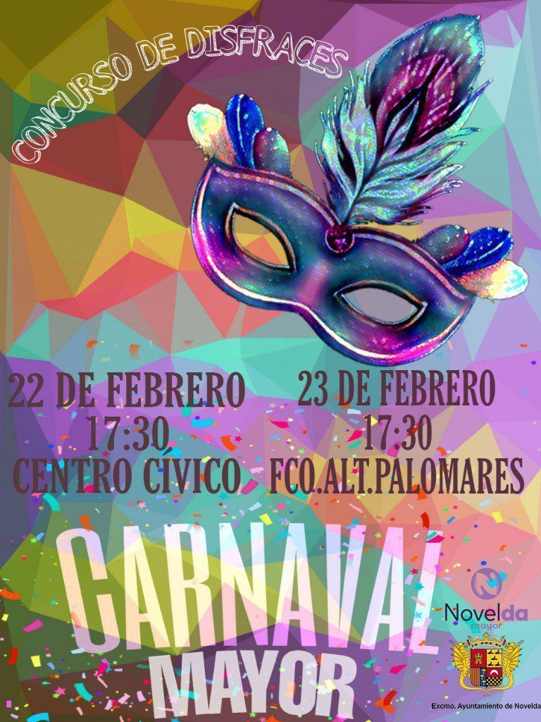 Ayuntamiento de Novelda Cartel-Carnaval-Mayor-768x1024 La regidoria del Major organitza un concurs de disfresses per a celebrar el Carnestoltes 