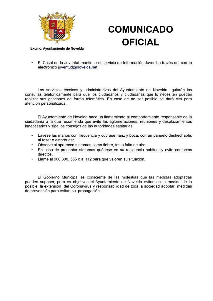 Ayuntamiento de Novelda 0002-724x1024 Comunicat Oficial de l'Ajuntament de Novelda per a la prevenció del Coronavirus 