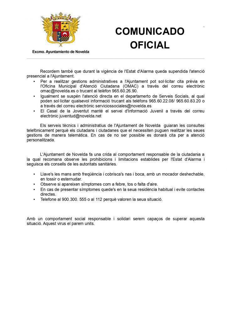 Ayuntamiento de Novelda Comunicado-Oficial-Coronavirus-15-marzo-Val_page-0002-724x1024 Comunicat Oficial per les mesures derivades de l'Estat d'Alarma 