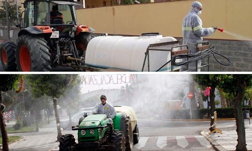 Ayuntamiento de Novelda agricultores Agricultors locals col·laboraran en les tasques de desinfecció de les vies pública 
