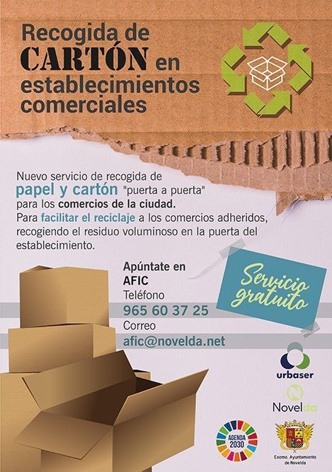 Ayuntamiento de Novelda cartel-1 Arranca el nou servei personalitzat de recollida de cartó  per al comerç local 