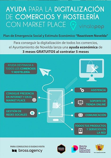 Ayuntamiento de Novelda Cartel Districte Digital se suma al projecte de digitalització del comerç local de Novelda 
