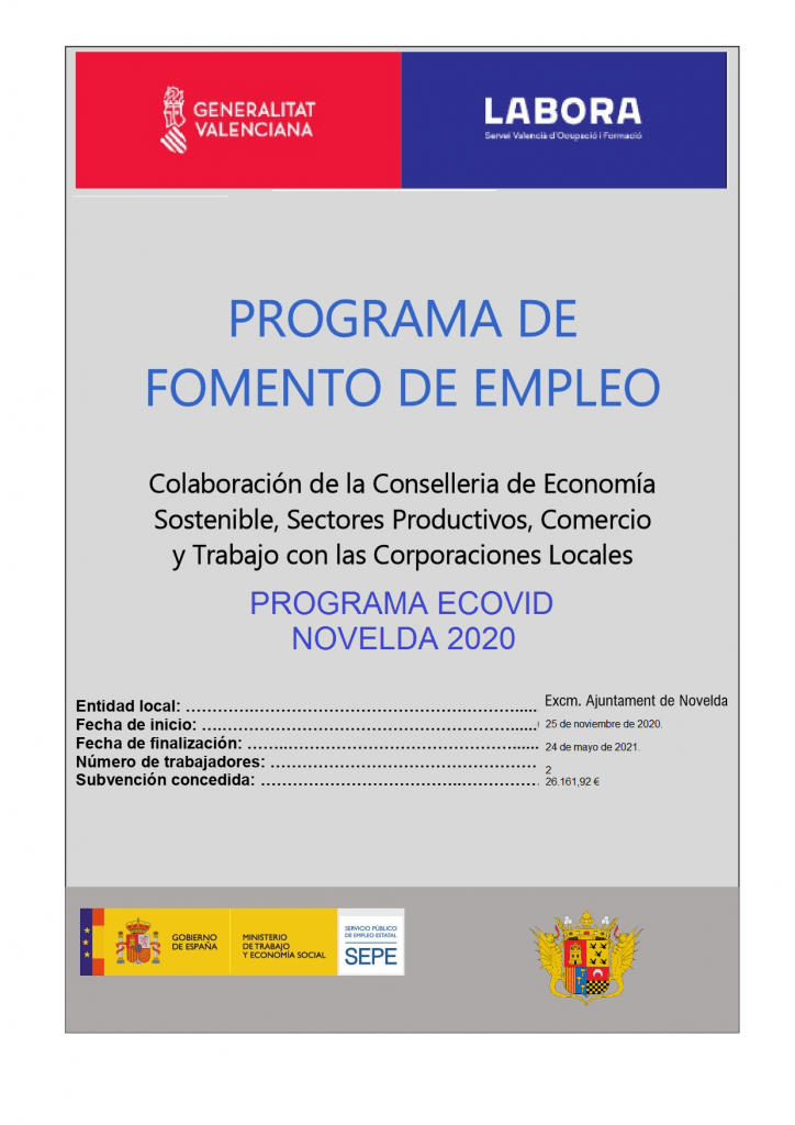 Ayuntamiento de Novelda Cartel-ECOVID-2020-724x1024 L'Ajuntament destina 215.000 euros a programes d'ocupació 