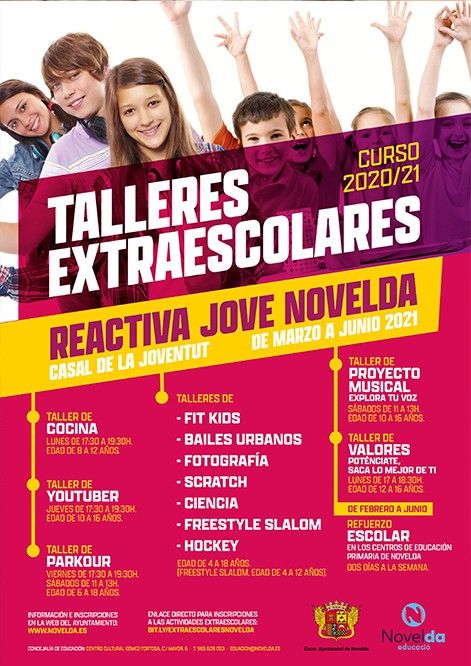 Ayuntamiento de Novelda Cartel-1 Educación oferta talleres de actividades extraescolares 