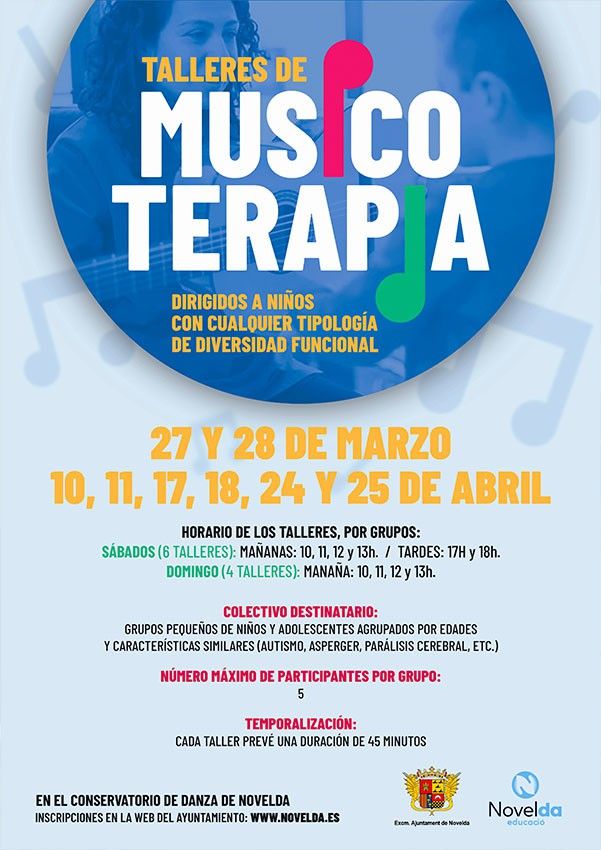 Ayuntamiento de Novelda 02-14 Educació ofereix tallers de musicoteràpia per a xiquets amb diversitat funcional 