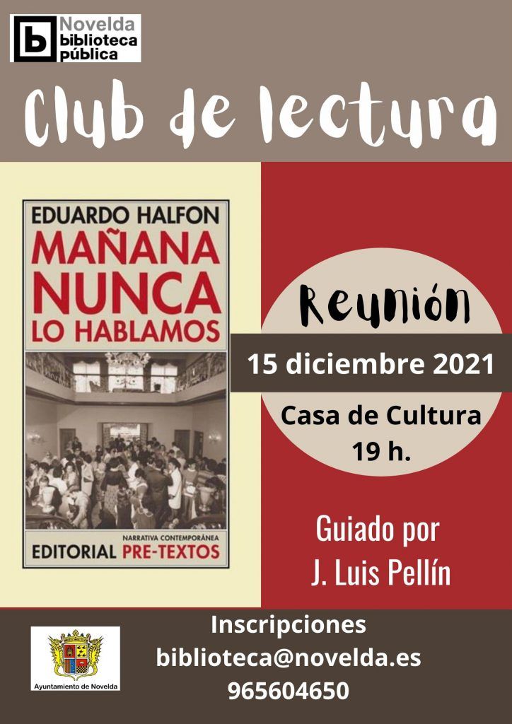 Ayuntamiento de Novelda Mañana-póster-ok-724x1024 Es reprenen els Club de Lectura de la Biblioteca 