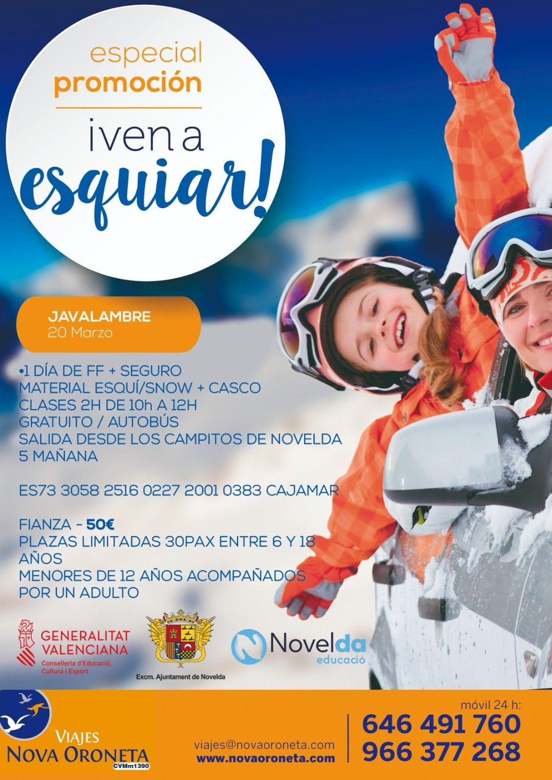 Ayuntamiento de Novelda esquí Taller Esquí, viaje a Javalambre 