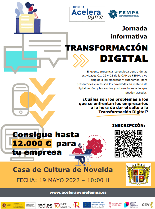 Ayuntamiento de Novelda Kit-Digital Sectores Productivos organiza la jornada informativa “Transformación Digital” 