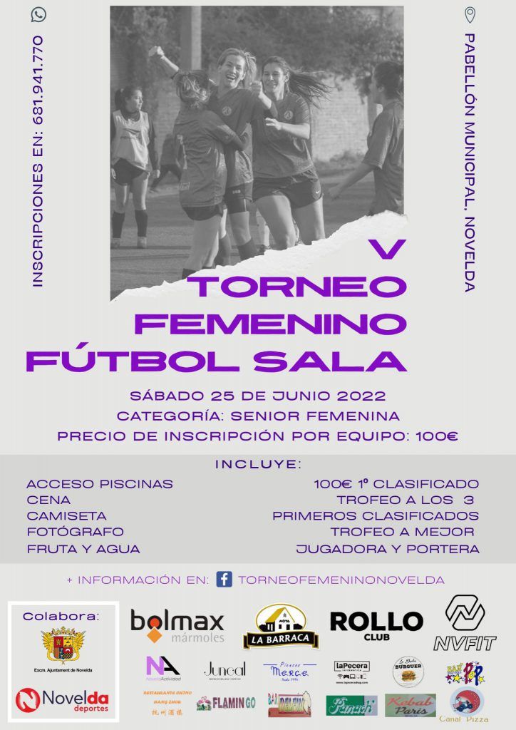 Ayuntamiento de Novelda Torneo-femenino-fútbol-sala-1-724x1024 El Pavelló acollirà la V edició del Torneig Femení de Futbol Sala 