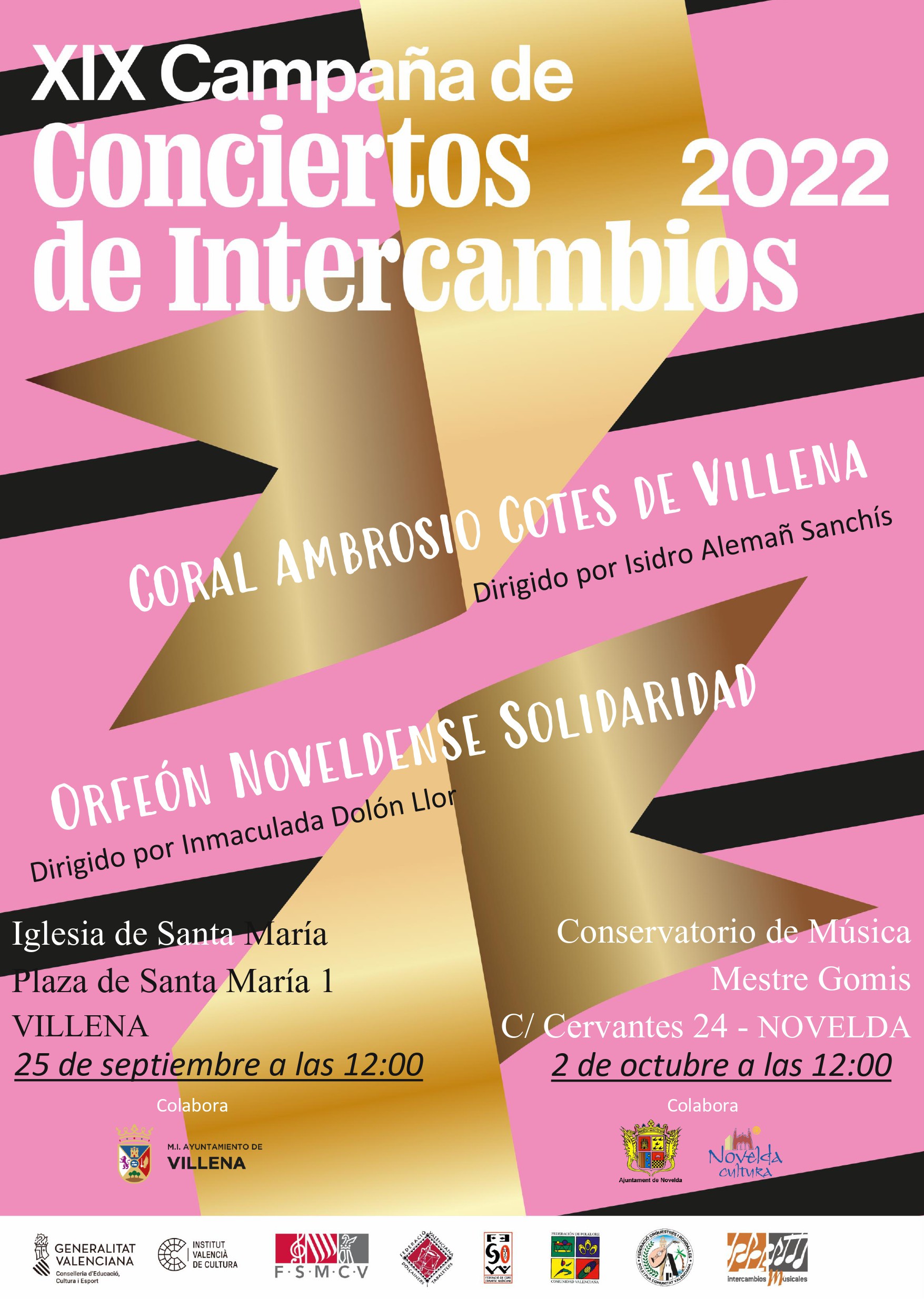 Ayuntamiento de Novelda 2022-cartel-concierto-intercambios XIX Campanya de Concerts d'Intercanvi 