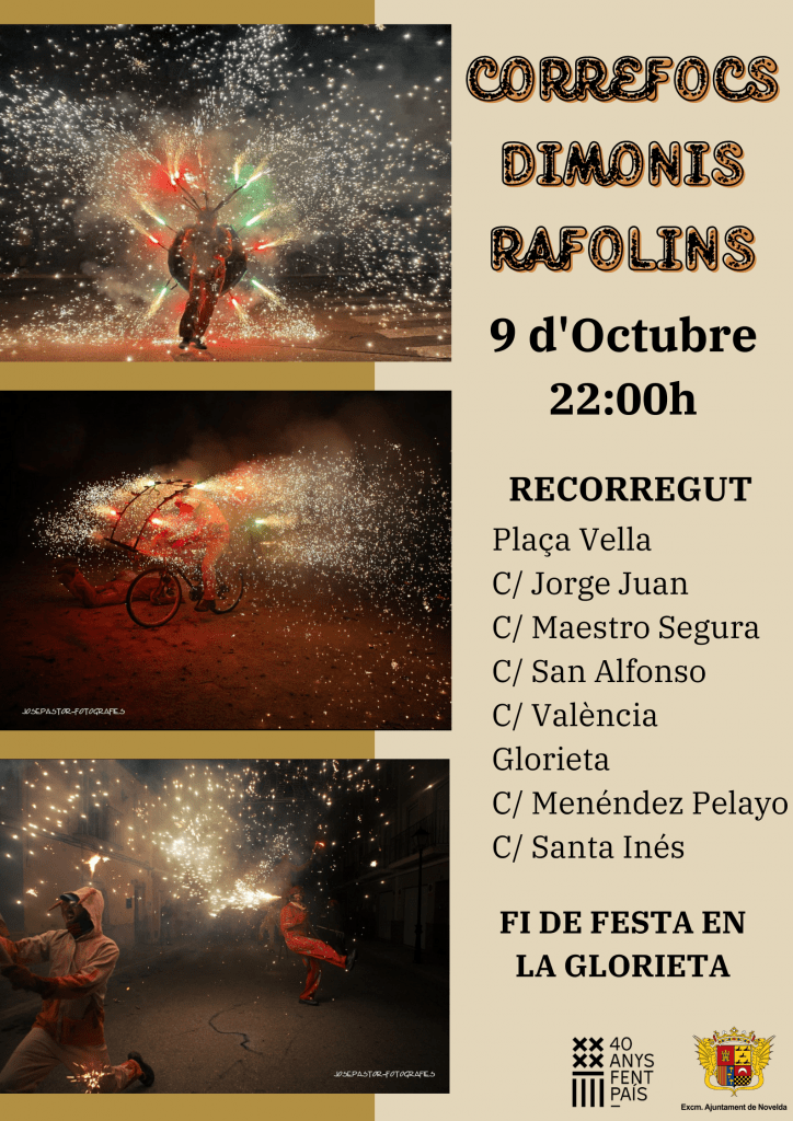 Ayuntamiento de Novelda Correfocs-724x1024 Amplia y diversa programación cultural para celebrar el 9 d’Octubre 