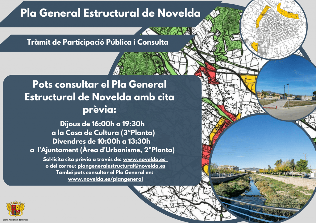 Ayuntamiento de Novelda Cartel-Plan-General-1-2-1024x724 S'inicia el període de participació i consulta del Pla General de Novelda 