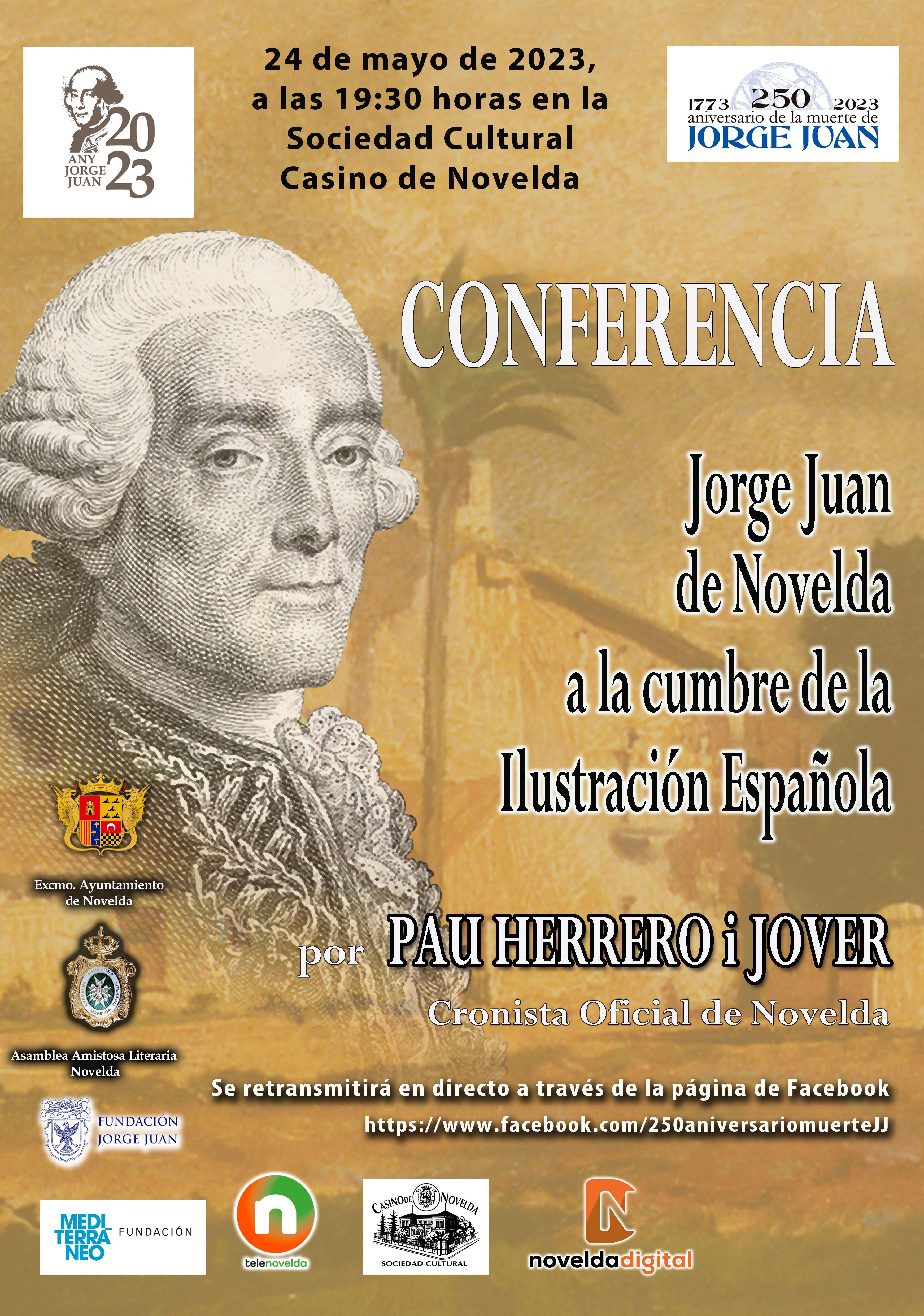 Ayuntamiento de Novelda Cartel-Conferencia-Pau-Herrero Conferència "Jorge Juan, de Novelda a la cumbre de la Ilustración Española" 