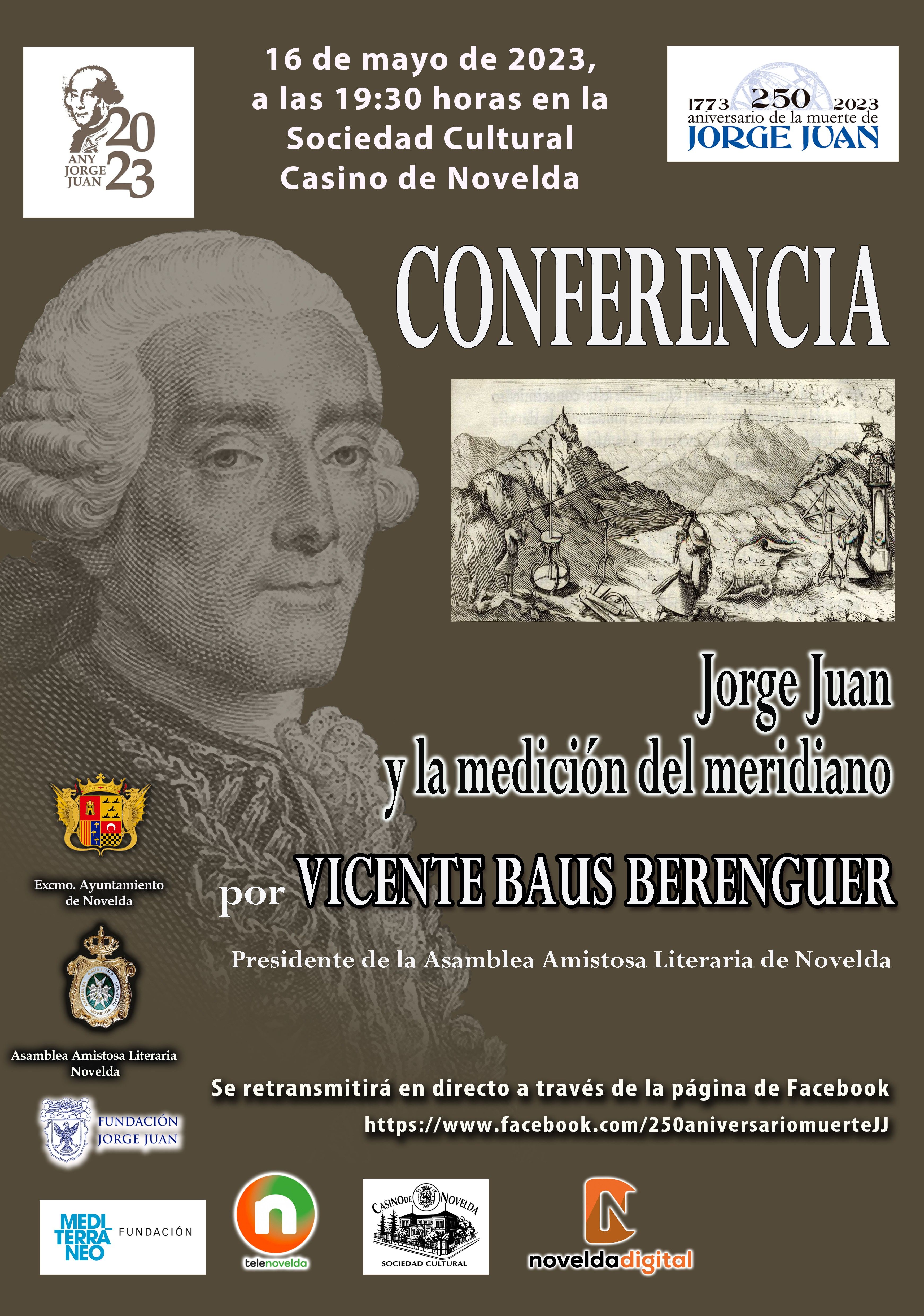 Ayuntamiento de Novelda Cartel-Conferencia-Vicente-Baus Conferencia "Jorge Juan y la medición del meridiano" 