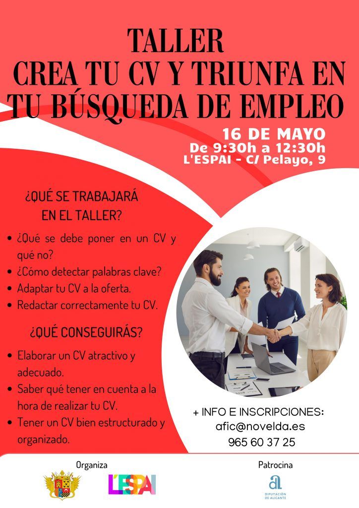 Ayuntamiento de Novelda Taller-1-724x1024 L’Espai acoge un ciclo de talleres dirigidos a la búsqueda activa de empleo 