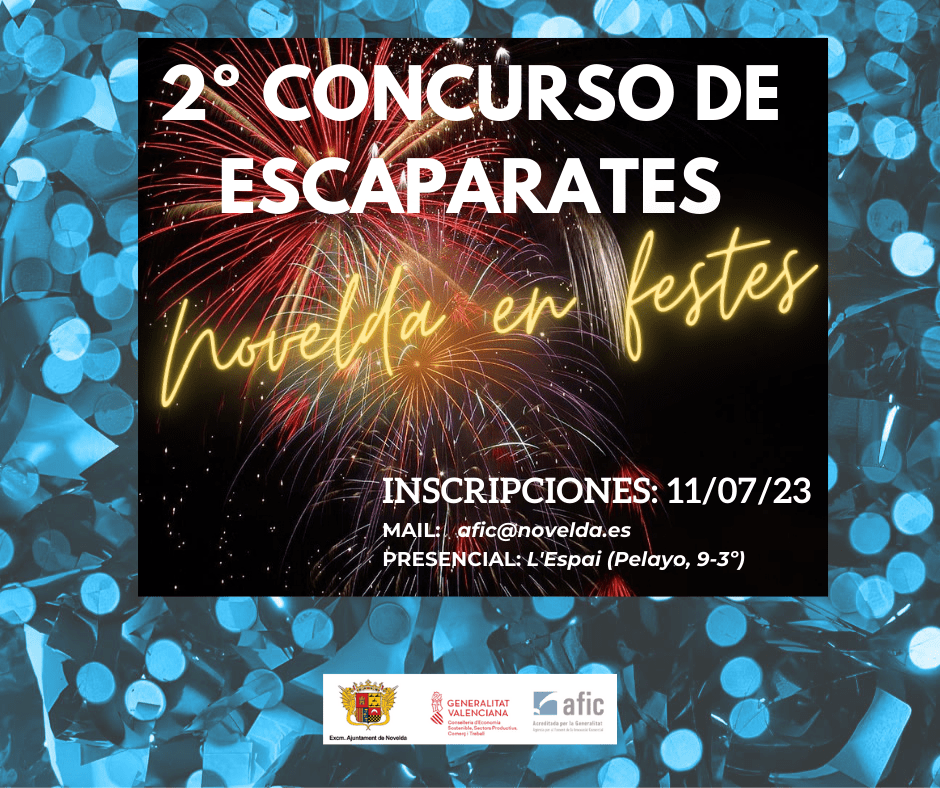 Ayuntamiento de Novelda Cartel-1 Comercio convoca la segunda edición del concurso de escaparates “Novelda en Festes” 