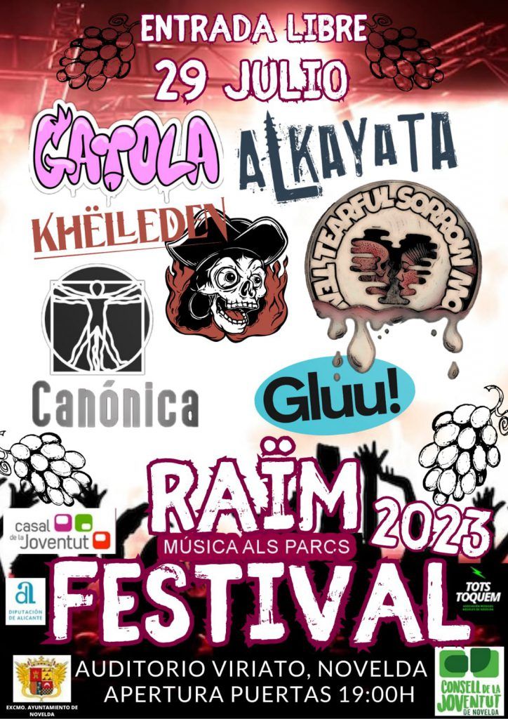 Ayuntamiento de Novelda Cartel-Raim-Festival-724x1024 El Parc Auditori Municipal acull una nova edició del Raïm Festival 