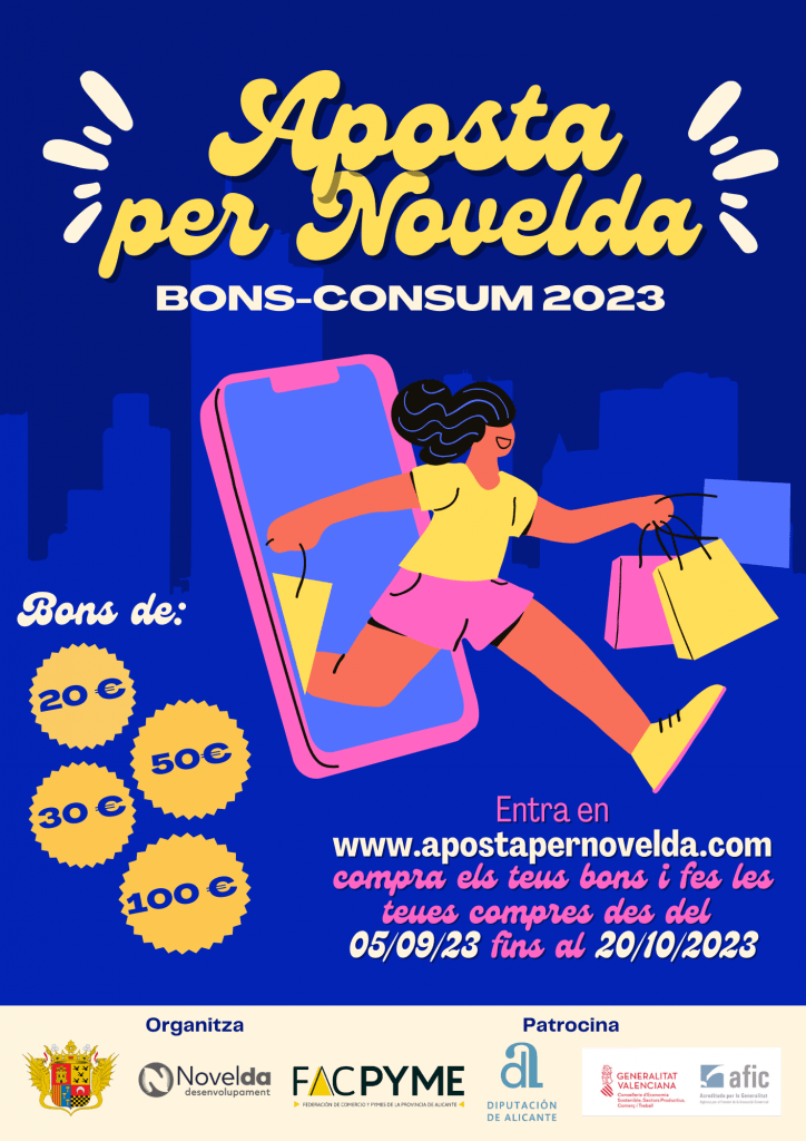 Ayuntamiento de Novelda Cartel-BONOS-1-724x1024 Més de 120 establiments locals se sumen a la campanya “A posta per Novelda” 