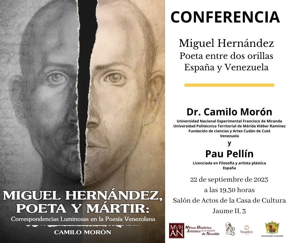 Ayuntamiento de Novelda 22-sept-Camilo-Cartel Conferencia Miguel Hernández Poeta entre dos orillas España y Venezuela 