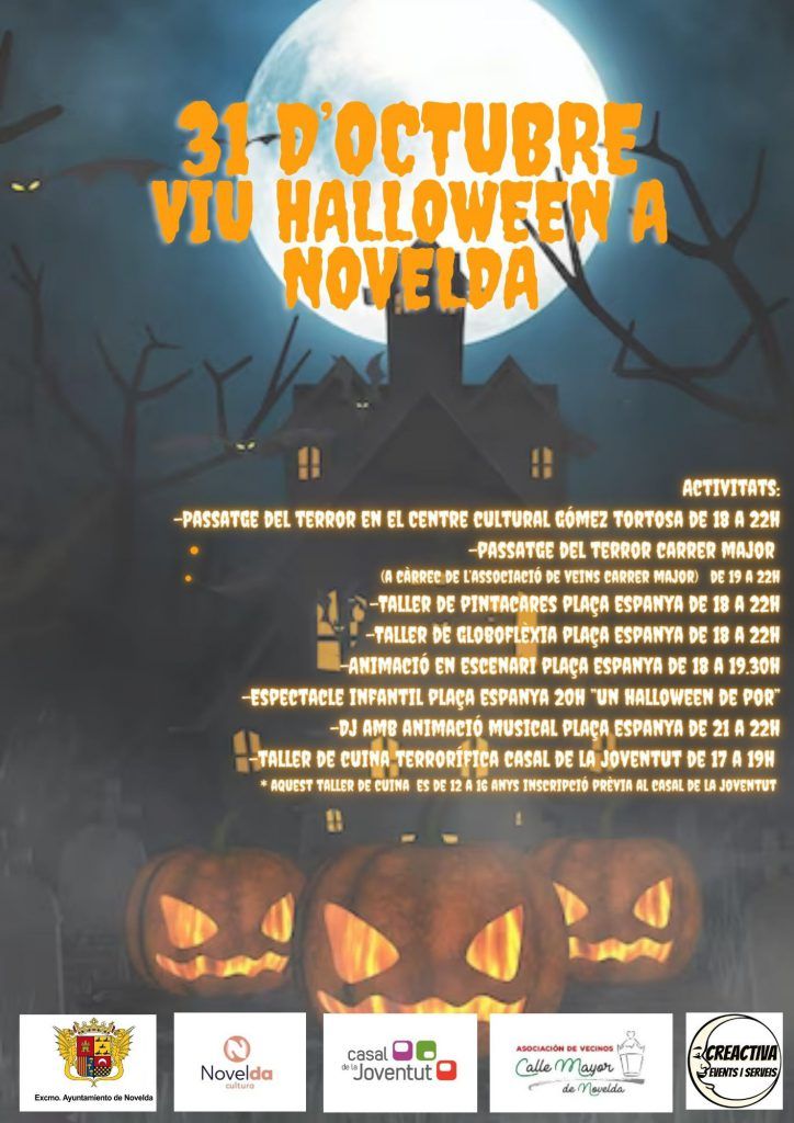 Ayuntamiento de Novelda Cartel-724x1024 Actividades infantiles y túnel del terror para celebrar Halloween 2023 