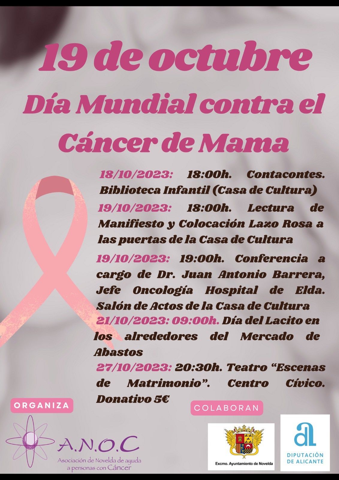 Ayuntamiento de Novelda Cartel-Cancer Dia Mundial contra el Càncer de Mama 