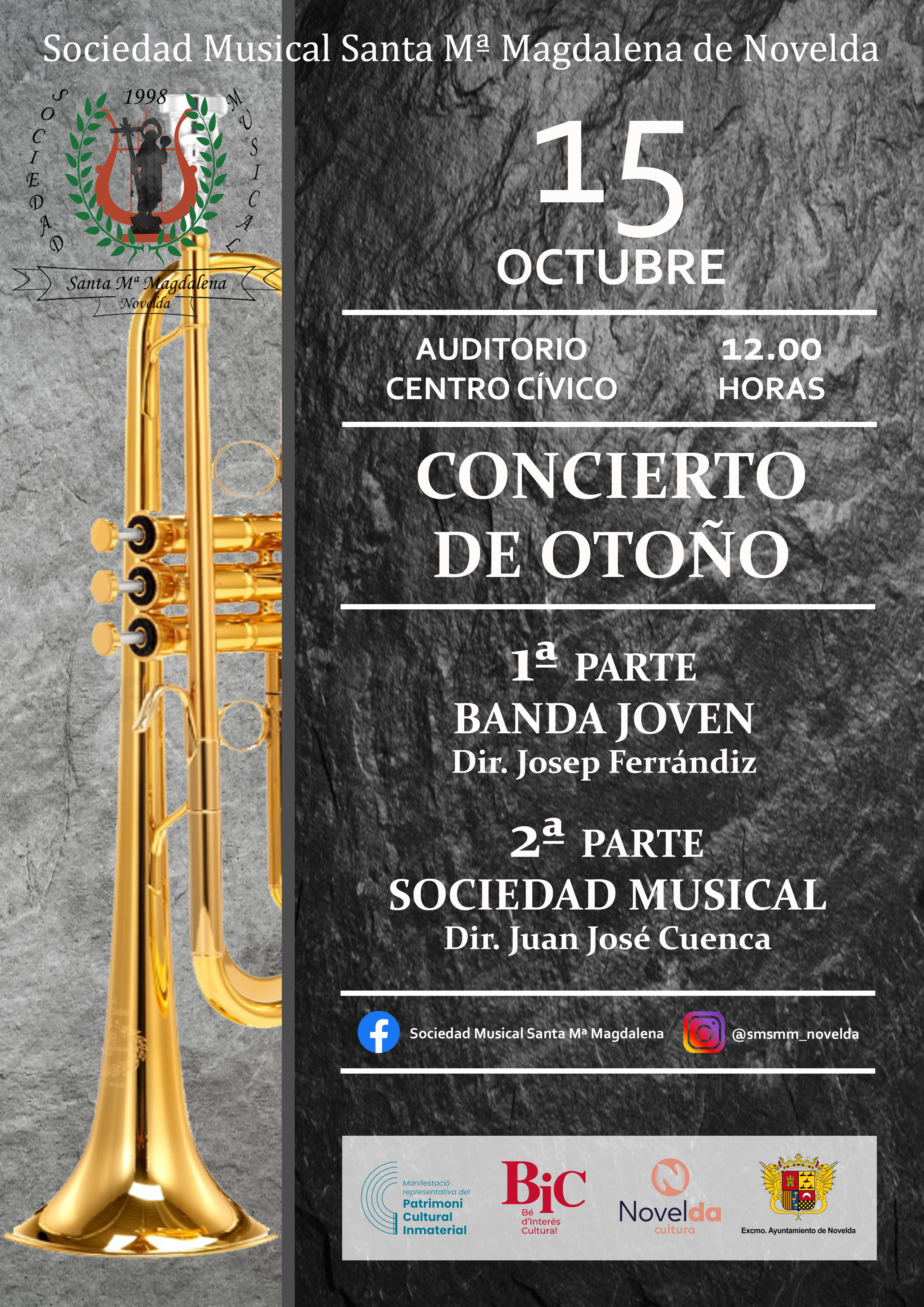 Ayuntamiento de Novelda precertamen-15-octubre Concierto de Otoño de la Sociedad Musical Santa María Magdalena 