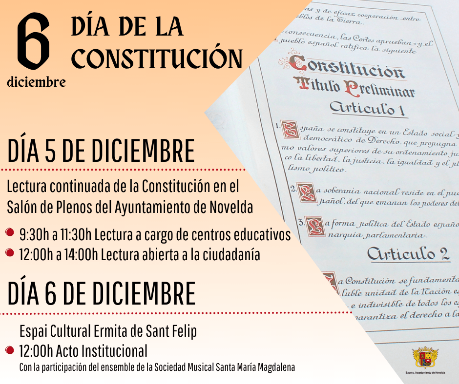 Ayuntamiento de Novelda Constitución-2-CAST Lectura continuada de la Constitución 