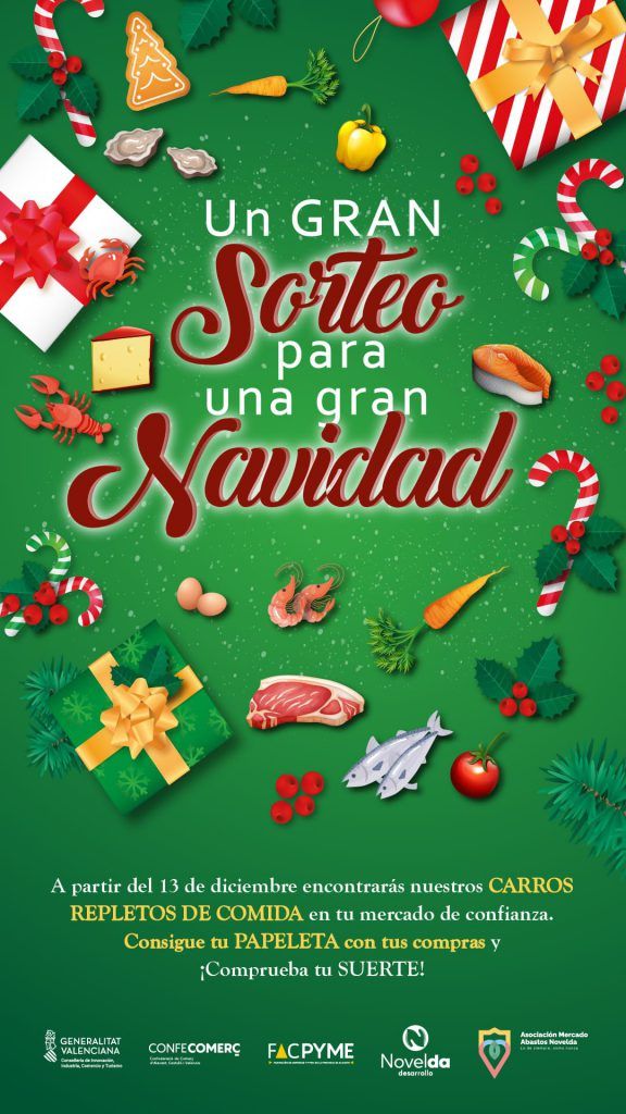 Ayuntamiento de Novelda Cartel-576x1024 El Mercat de Proveïments sortejarà 8 carros de compra per valor de 150 euros durant la campanya de Nadal 