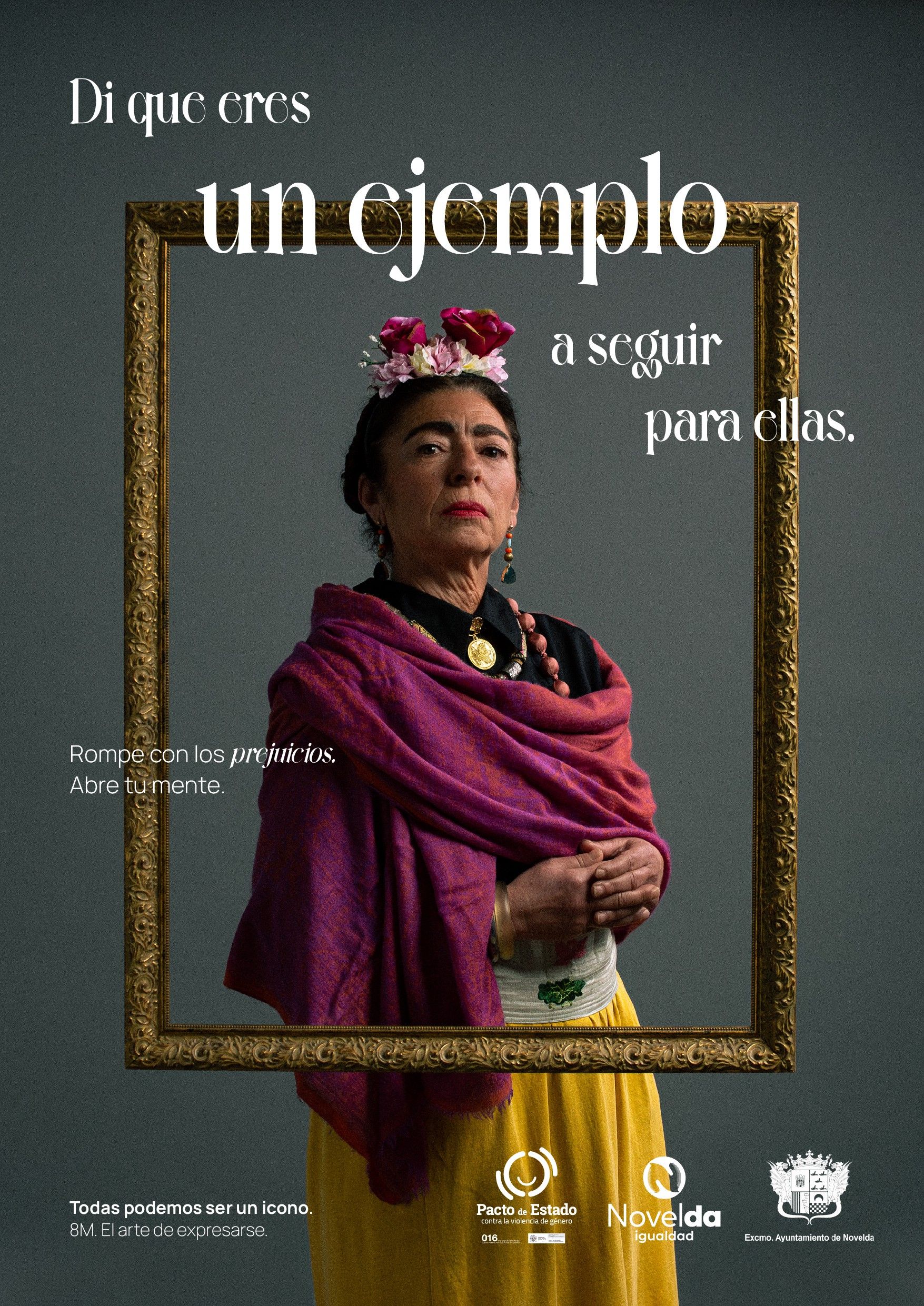 Ayuntamiento de Novelda Cartel-8M._Anciana Cita amb l'art de Frida Kahlo 