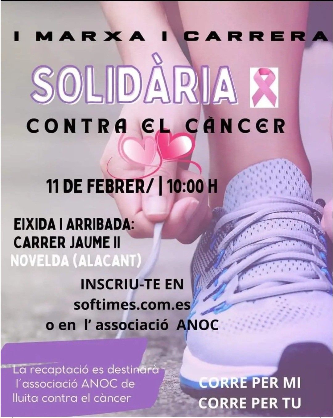 Ayuntamiento de Novelda Cartel-Carrera Marcha y carrera solidaria contra el cáncer 