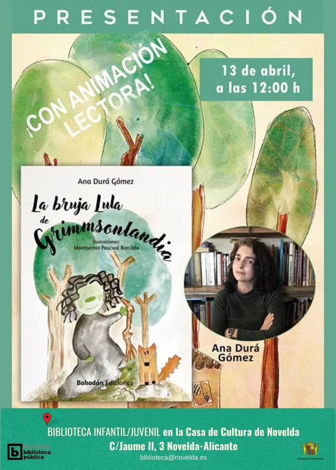 Ayuntamiento de Novelda Presentación-libro-Ana-Dura Presentació del llibre "La bruixa Lula de Grimmsonlandia" 