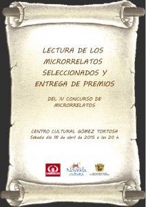 2015-04-18 CARTEL LECTURA IV CONCURSO DE MICRORRELATOS